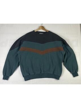 Vintage Jockey Sweatshirt Color block Teal Sweatshirt BOXY CROPPED mens Sz XL